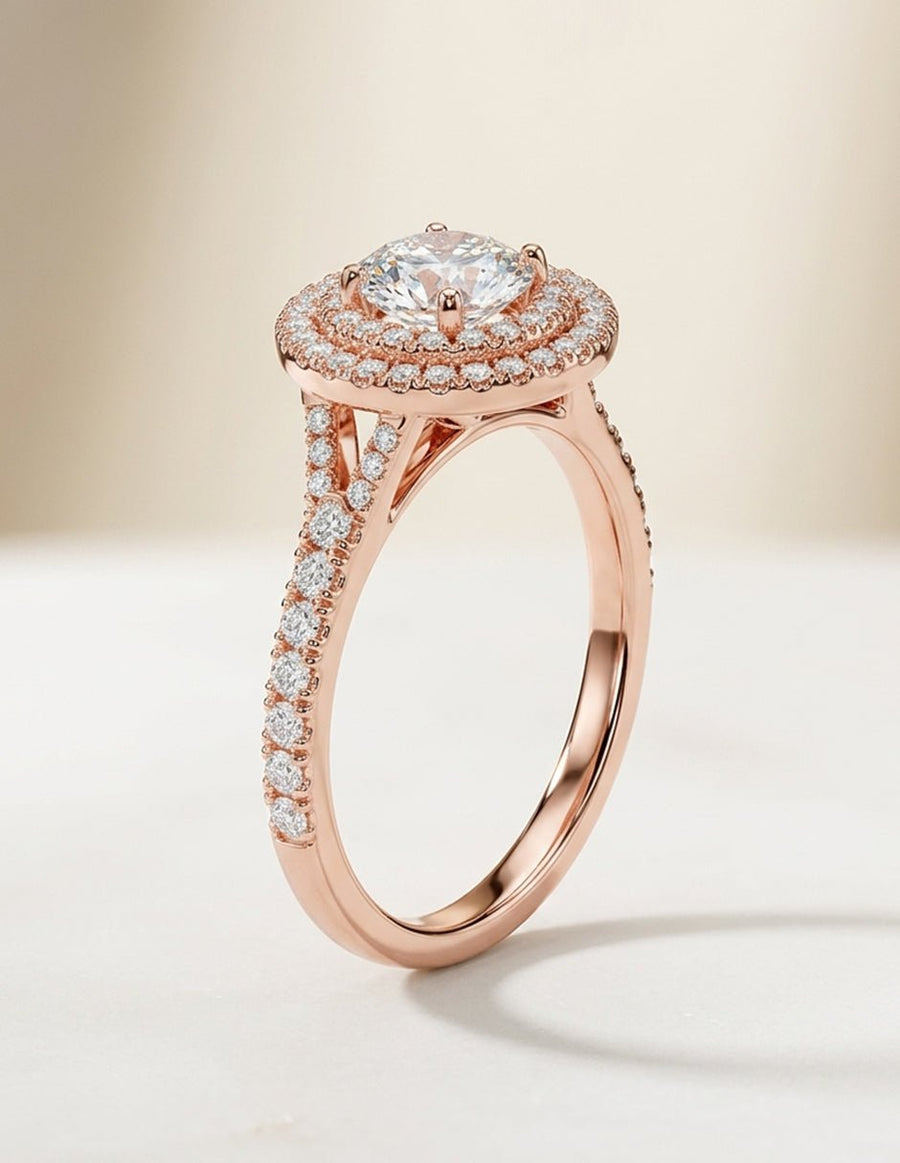 Anillo de compromiso - halo - AMORE485-RD-LG