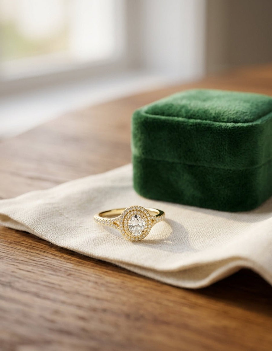 Anillo de compromiso - halo - AMORE485-RD-LG