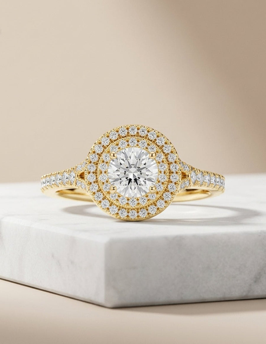 Anillo de compromiso - halo - AMORE485-RD-LG