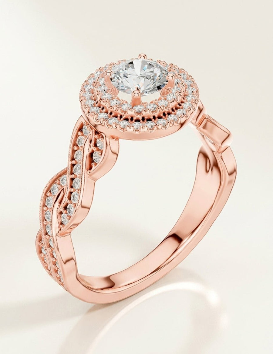 Anillo de compromiso - halo - AMORE486-RD-LG