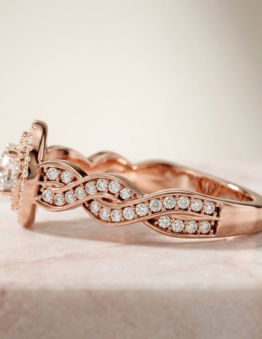 Anillo de compromiso - halo - AMORE486-RD-LG