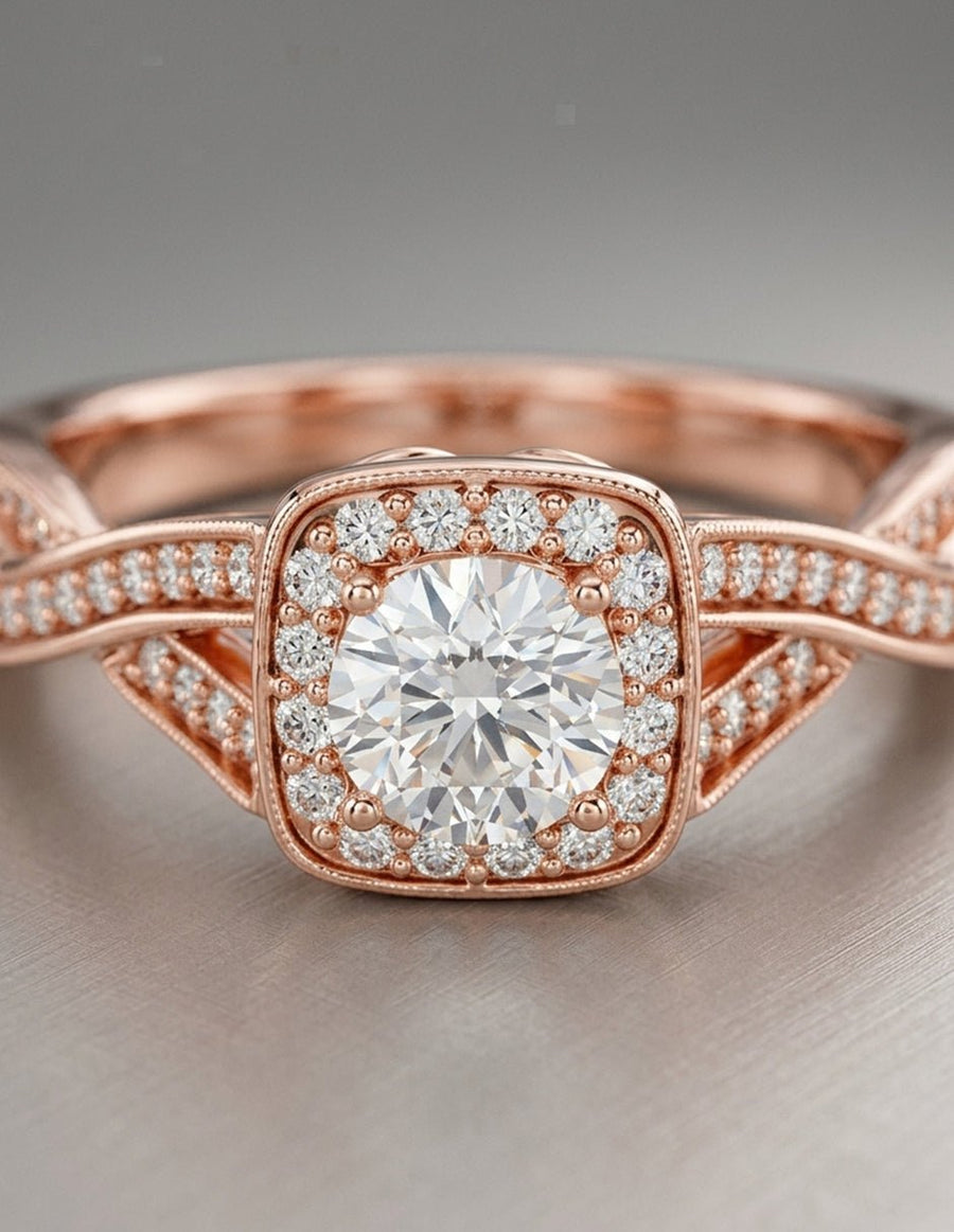 Anillo de compromiso - halo - AMORE487-RD-LG