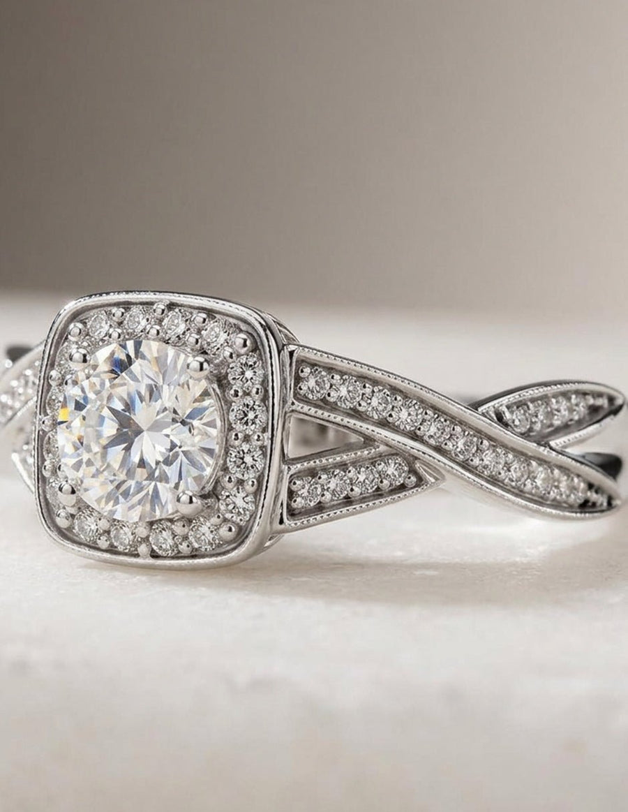 Anillo de compromiso - halo - AMORE487-RD-LG