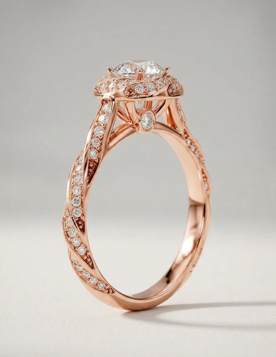 Anillo de compromiso - halo - AMORE488-RD-LG