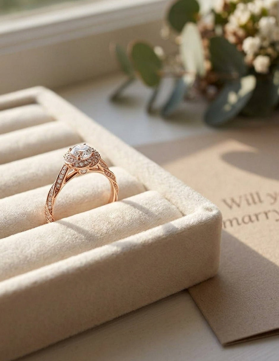 Anillo de compromiso - halo - AMORE488-RD-LG