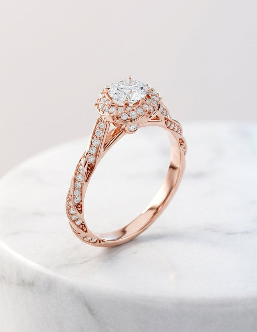 Anillo de compromiso - halo - AMORE488-RD-LG