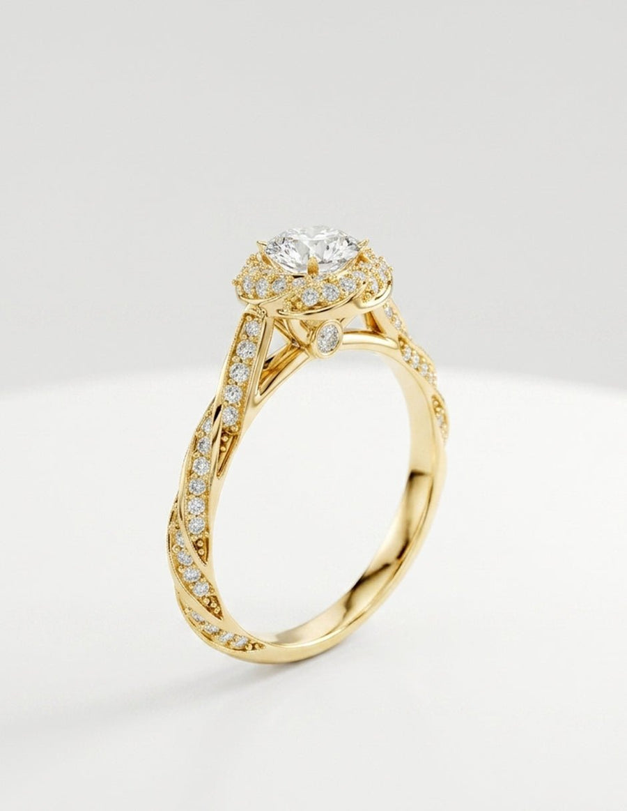 Anillo de compromiso - halo - AMORE488-RD-LG
