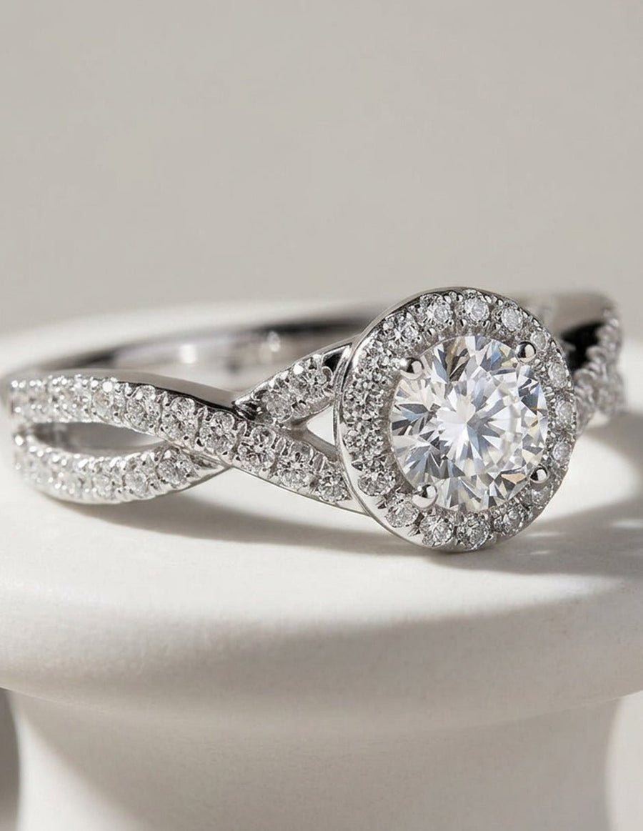 Anillo de compromiso - halo - AMORE489-RD-LG