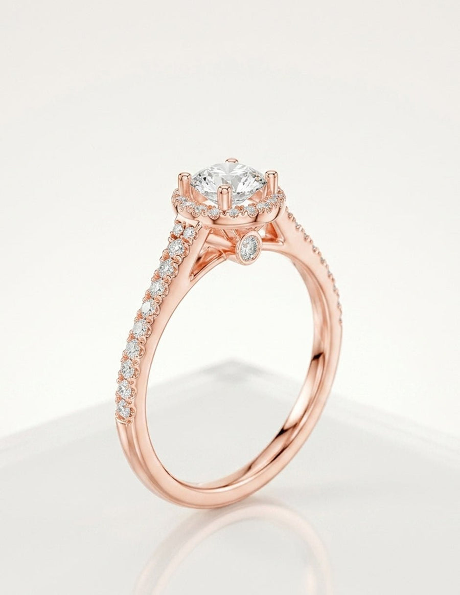 Anillo de compromiso - halo - AMORE491-RD-LG