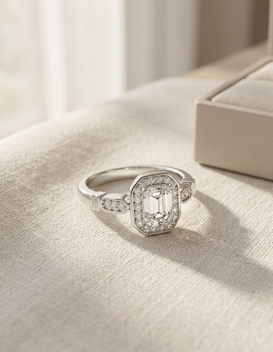 Anillo de compromiso - halo - AMORE493-EM-LG