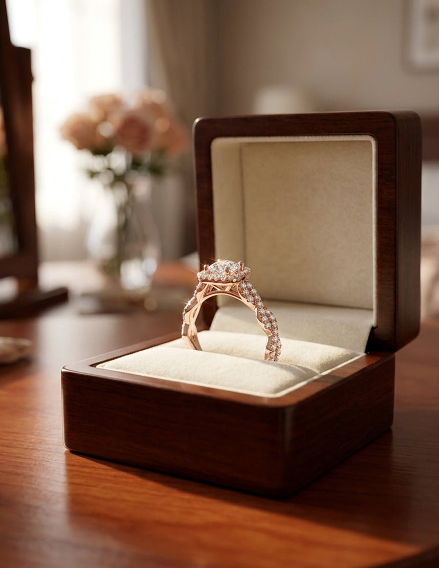 Anillo de compromiso - halo - AMORE496-CU-LG