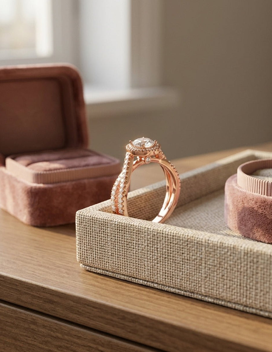 Anillo de compromiso - halo - AMORE497-RD-LG