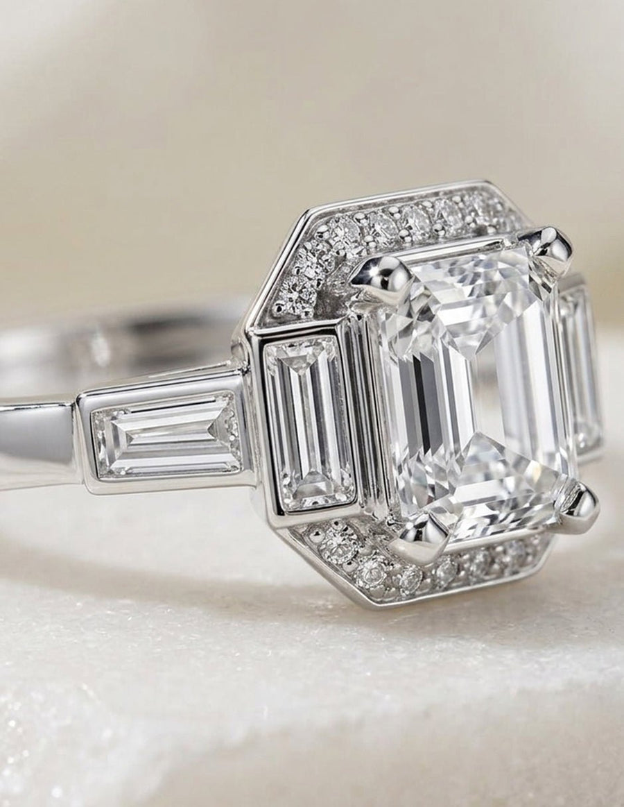 Anillo de compromiso - tres piedras - AMORE498-AS-LG