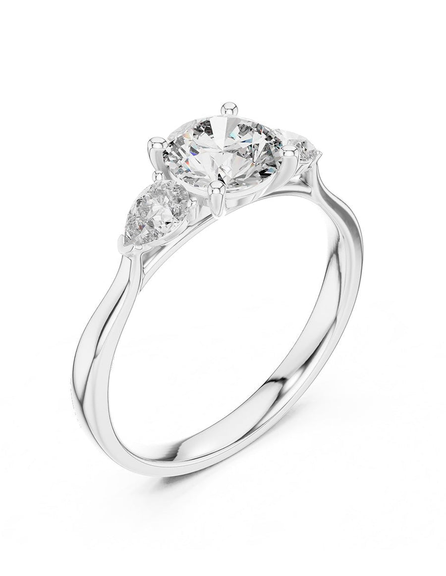 Anillo de compromiso - tres piedras - AMORE501-RD-LG