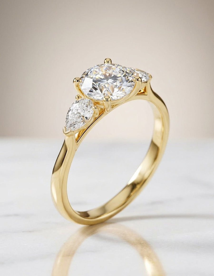 Anillo de compromiso - tres piedras - AMORE501-RD-LG