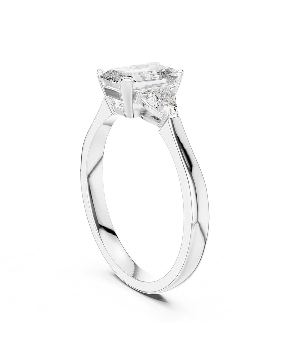 Anillo de compromiso - tres piedras - AMORE503-EM-LG