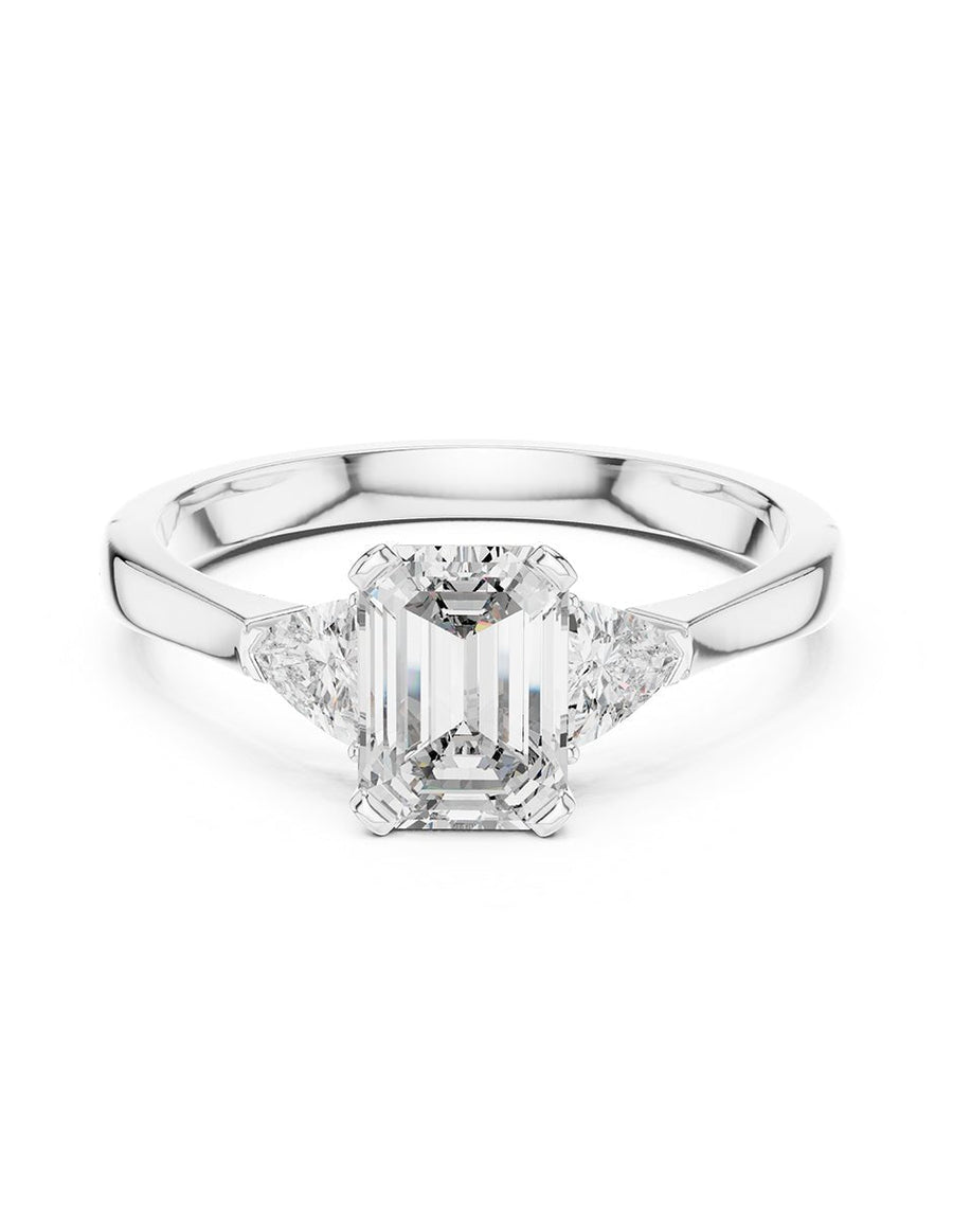 Anillo de compromiso - tres piedras - AMORE503-EM-LG