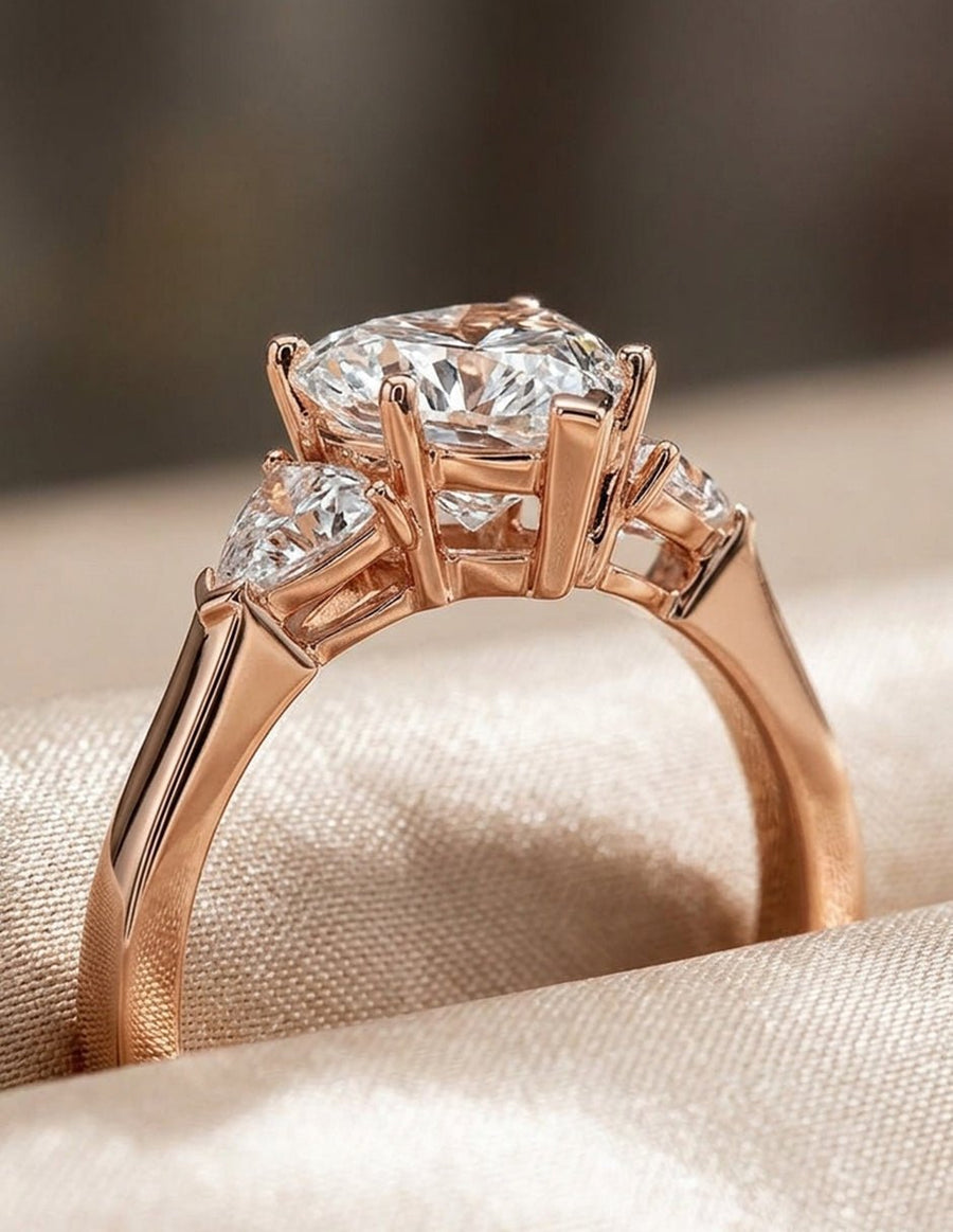 Anillo de compromiso - tres piedras - AMORE503-HE-LG