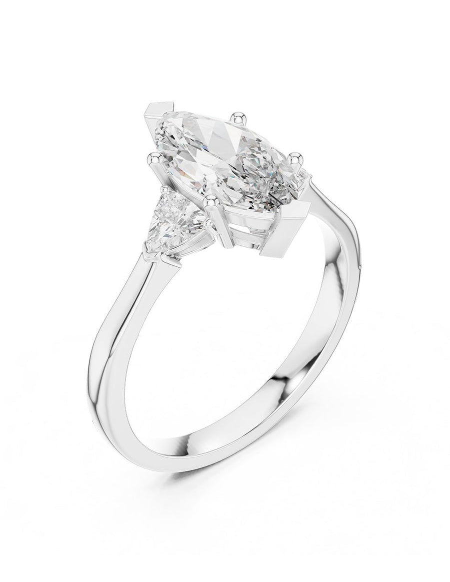 Anillo de compromiso - tres piedras - AMORE503-MQ-LG