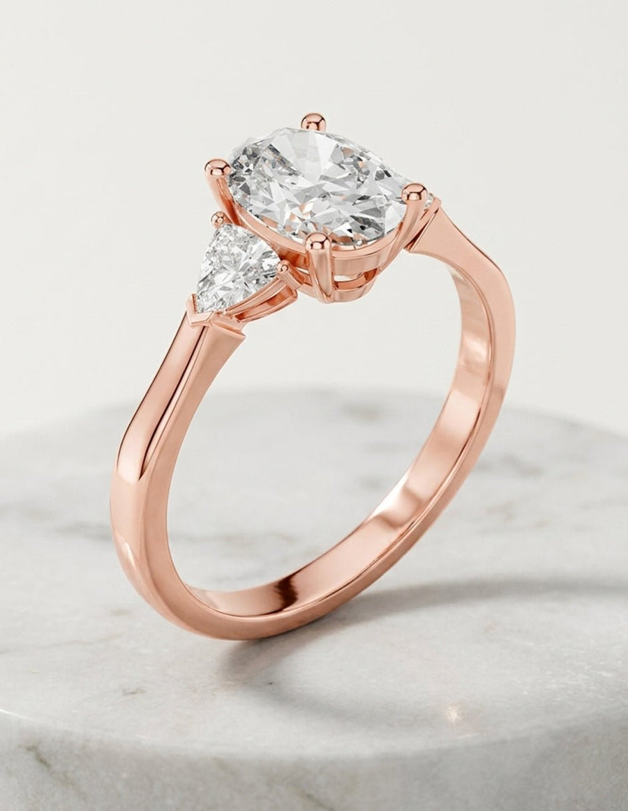 Anillo de compromiso - tres piedras - AMORE503-OV-LG