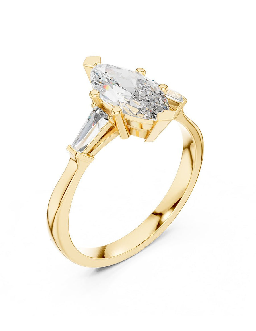 Anillo de compromiso - tres piedras - AMORE504-MQ-LG