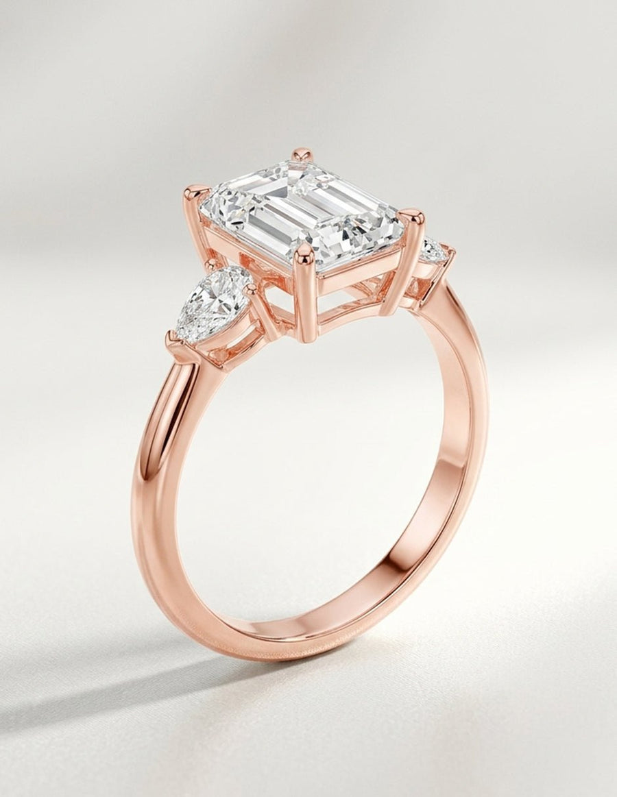 Anillo de compromiso - tres piedras - AMORE506-EM-LG