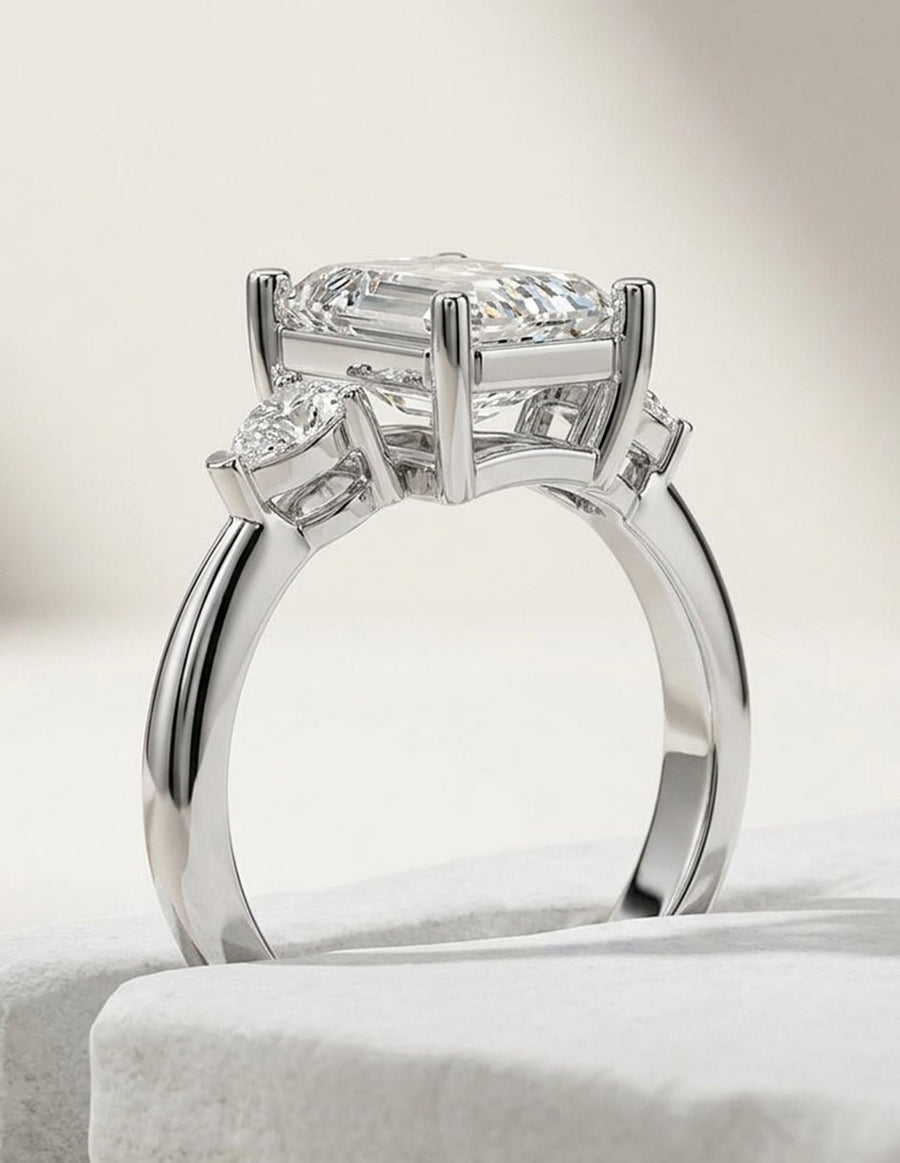 Montura para personalizar - tres piedras - AMORE506-EM