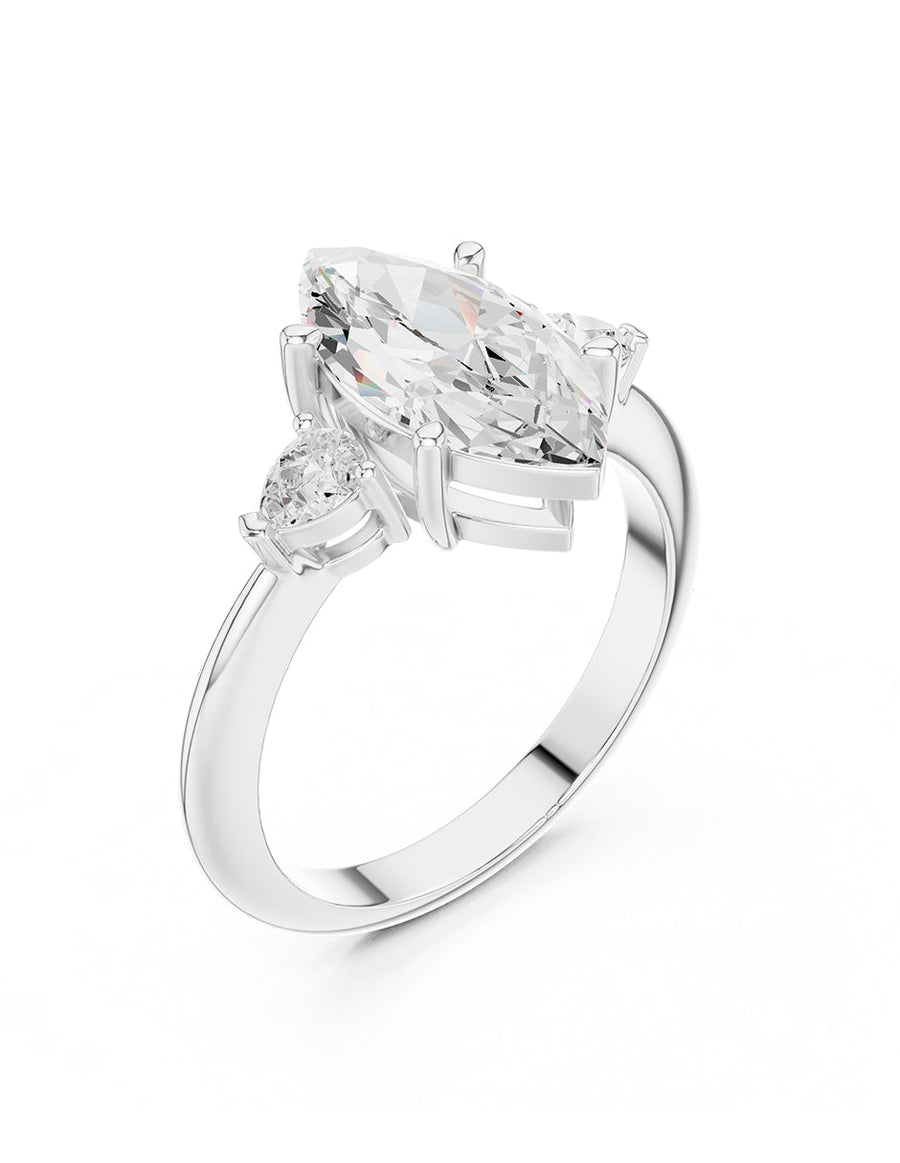 Anillo de compromiso - tres piedras - AMORE506-MQ-LG