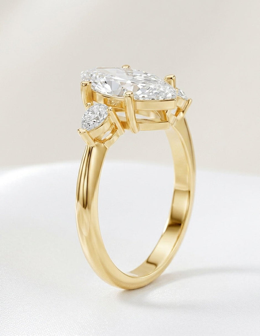 Anillo de compromiso - tres piedras - AMORE506-MQ-LG