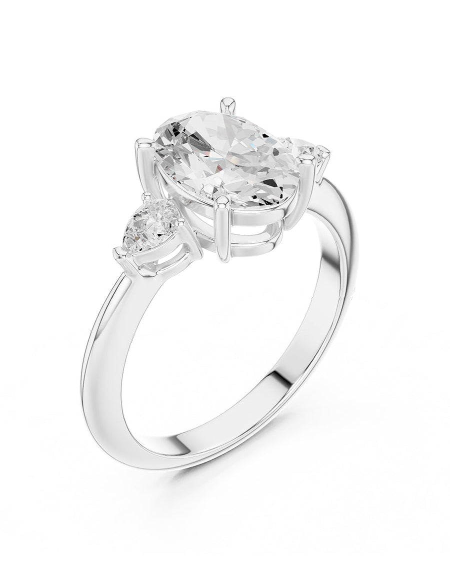 Anillo de compromiso - tres piedras - AMORE506-OV-LG