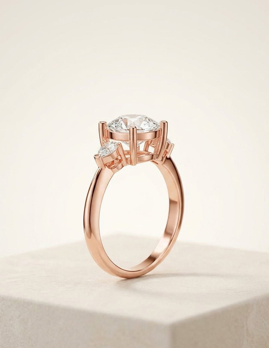 Anillo de compromiso - tres piedras - AMORE506-RD-LG
