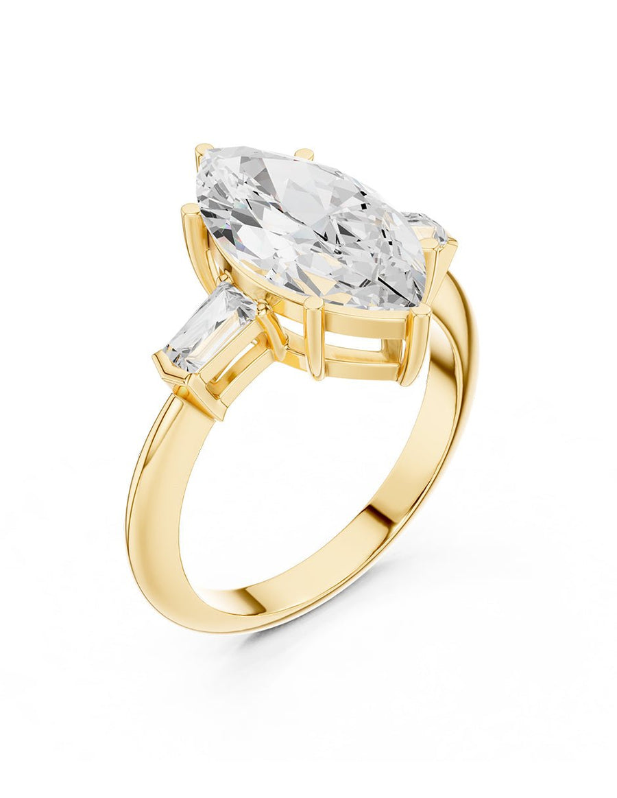 Anillo de compromiso - tres piedras - AMORE507-MQ-LG