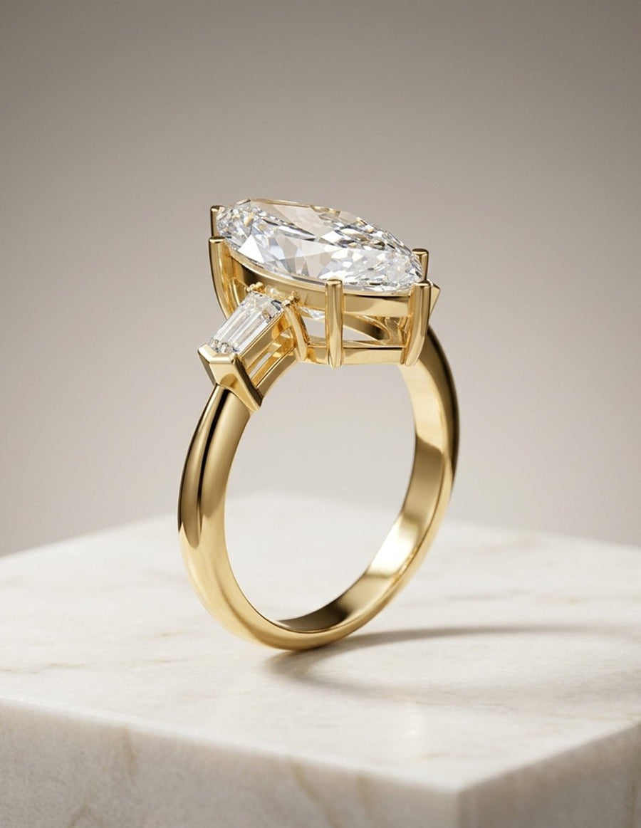 Anillo de compromiso - tres piedras - AMORE507-MQ-LG