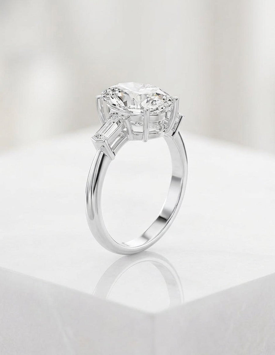 Anillo de compromiso - tres piedras - AMORE507-OV-LG