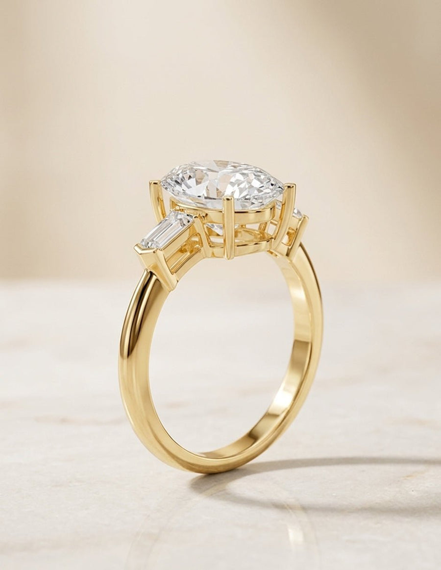 Anillo de compromiso - tres piedras - AMORE507-OV-LG