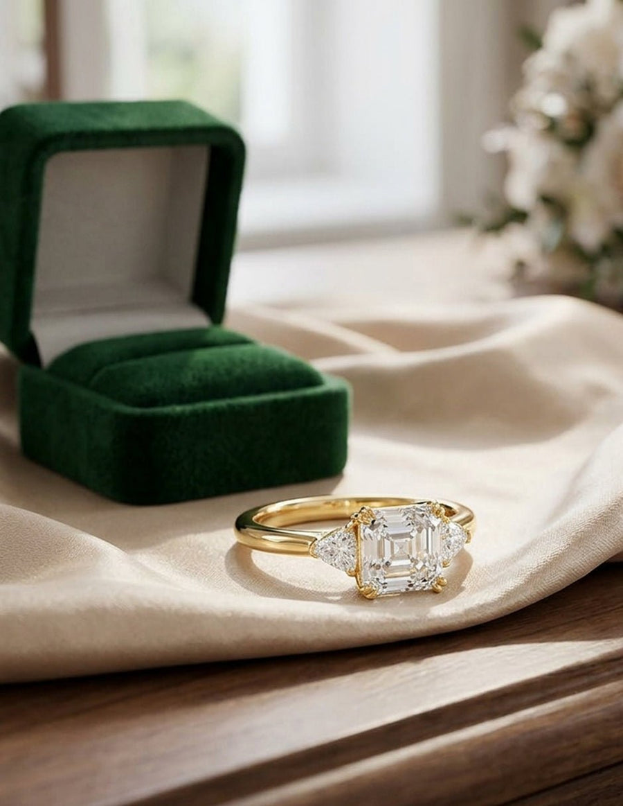 Anillo de compromiso - tres piedras - AMORE508-AS-LG