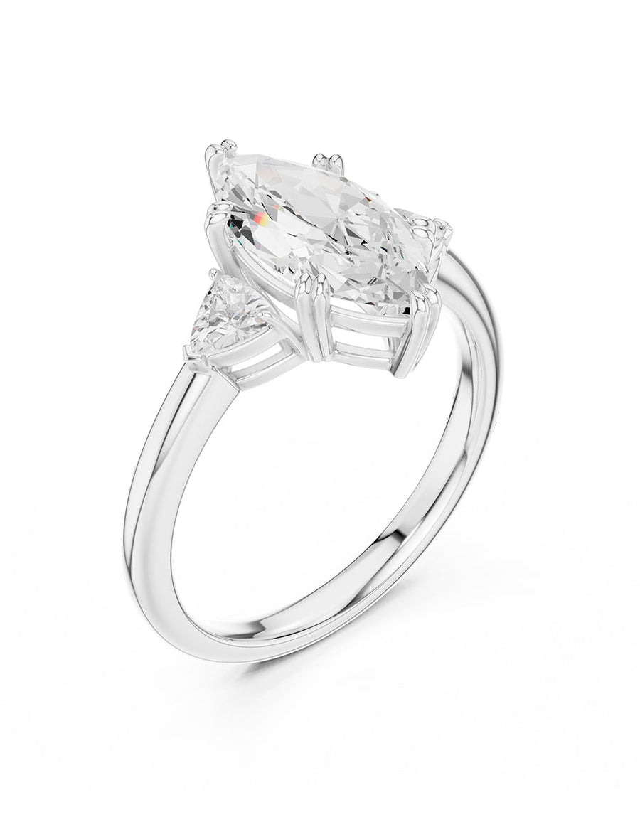 Anillo de compromiso - tres piedras - AMORE508-MQ-LG