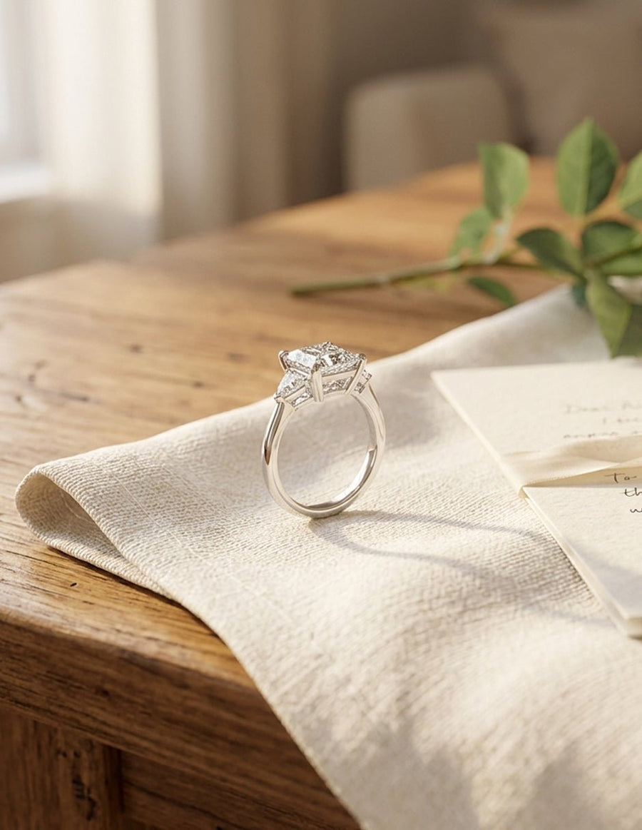 Anillo de compromiso - tres piedras - AMORE508-PR-LG