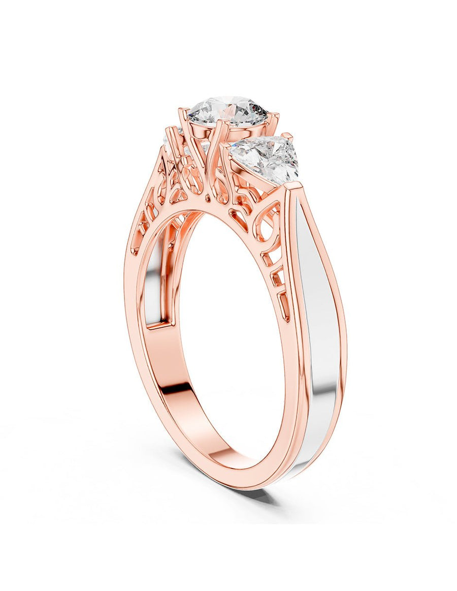 Anillo de compromiso - tres piedras - AMORE509-RD-LG