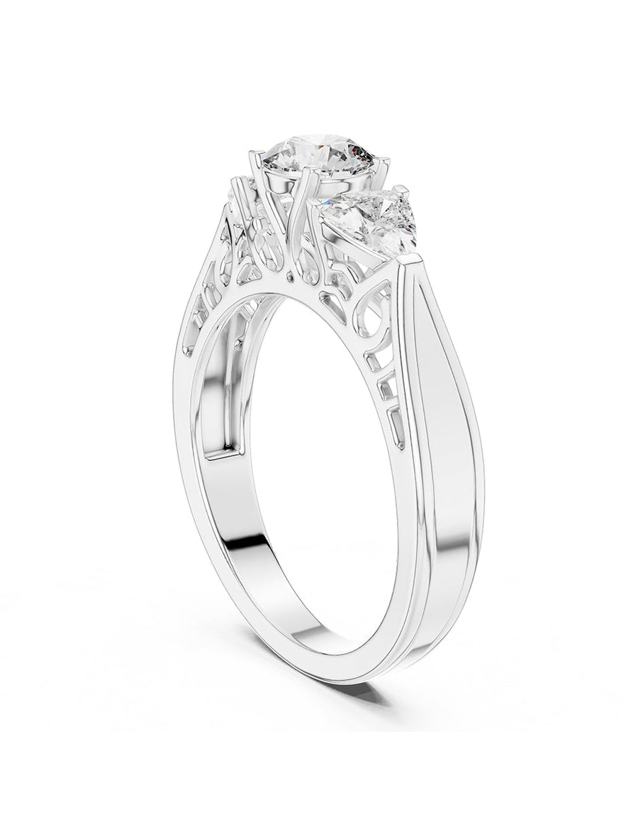 Anillo de compromiso - tres piedras - AMORE509-RD-LG