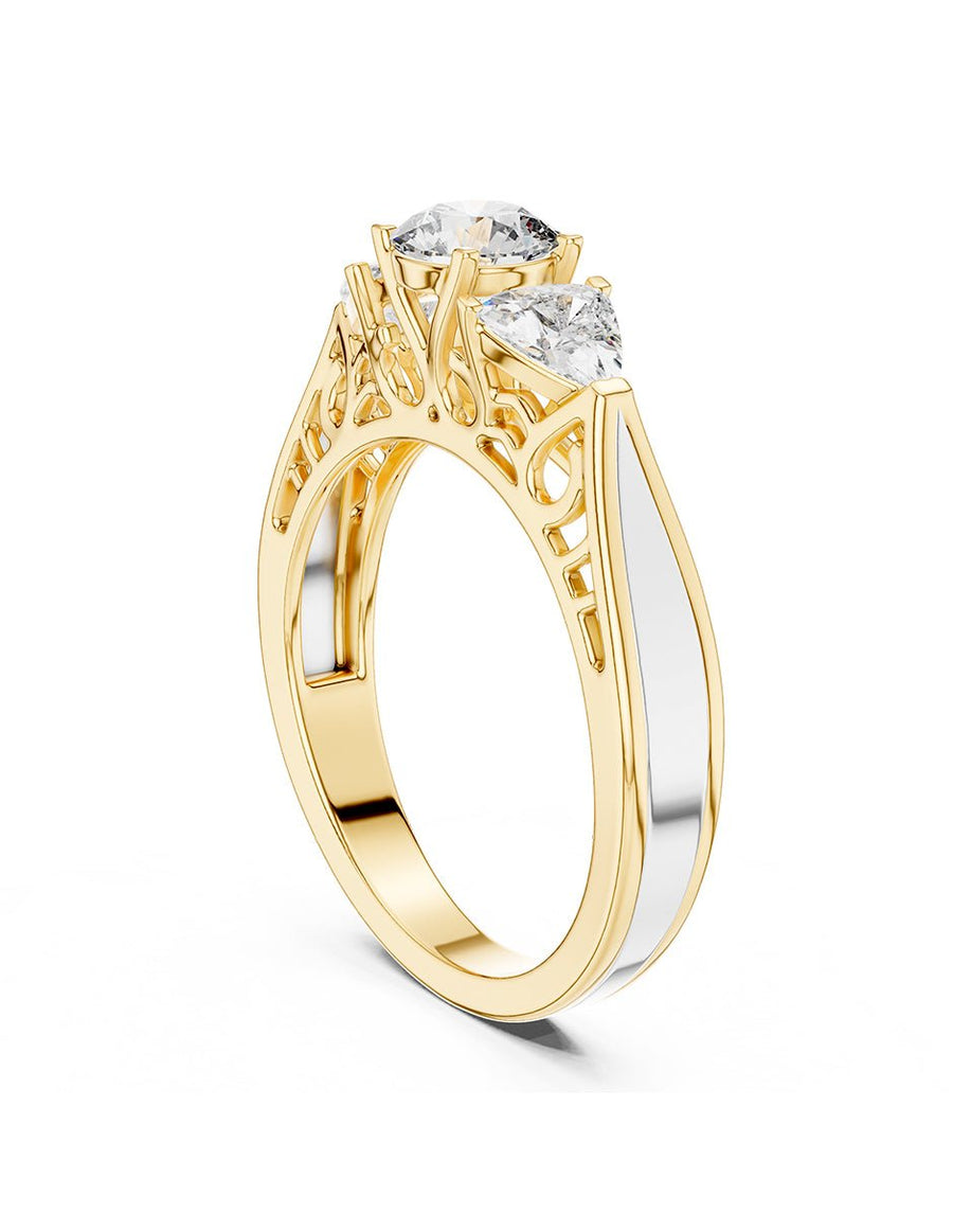 Anillo de compromiso - tres piedras - AMORE509-RD-LG