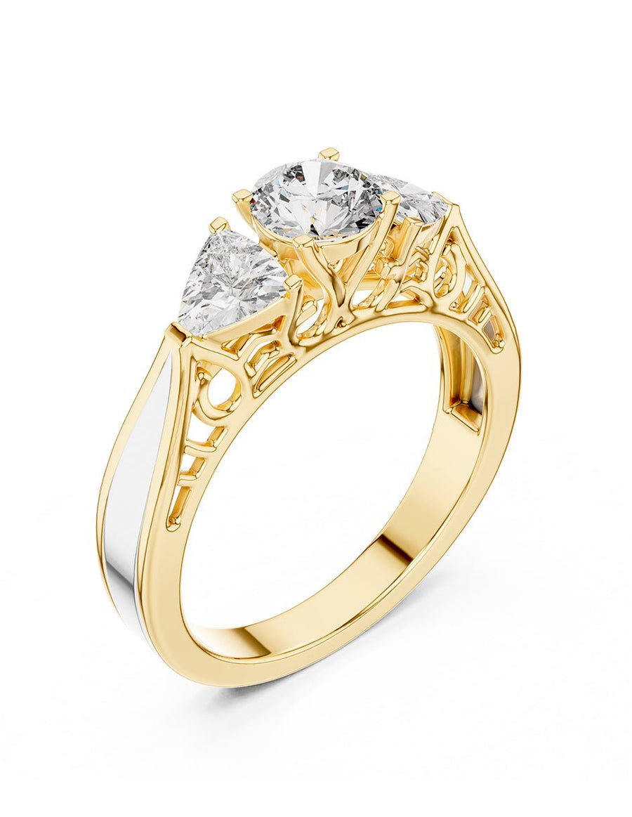 Anillo de compromiso - tres piedras - AMORE509-RD-LG