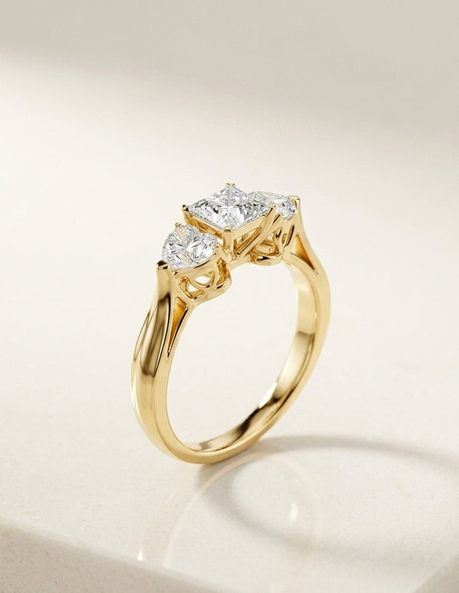 Anillo de compromiso - tres piedras - AMORE510-PR-LG