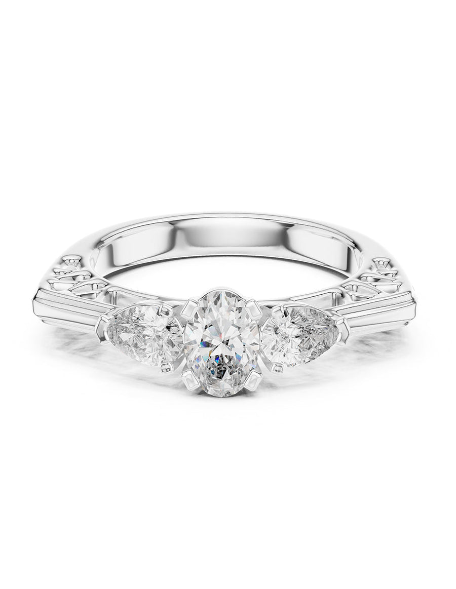 Anillo de compromiso - tres piedras - AMORE511-OV-LG