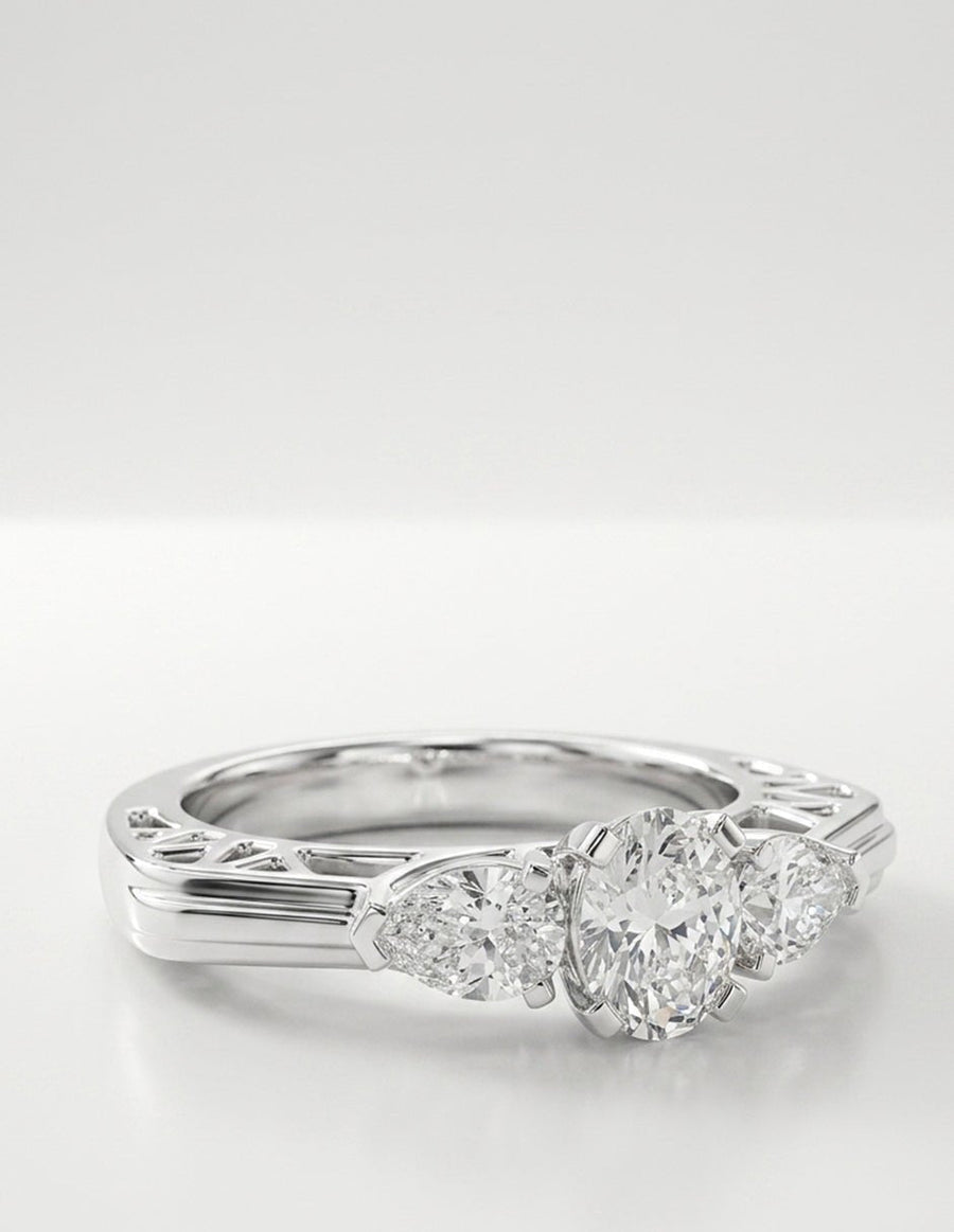 Anillo de compromiso - tres piedras - AMORE511-OV-LG