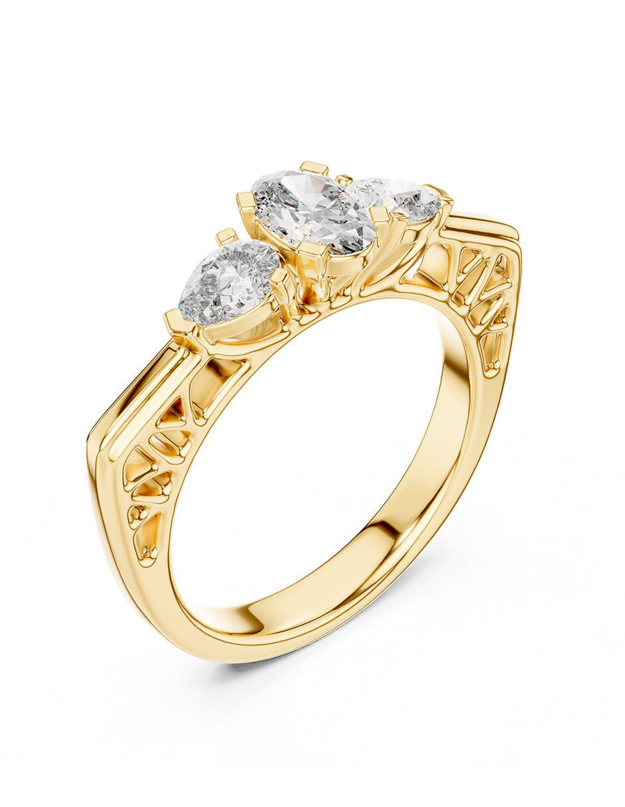 Anillo de compromiso - tres piedras - AMORE511-OV-LG