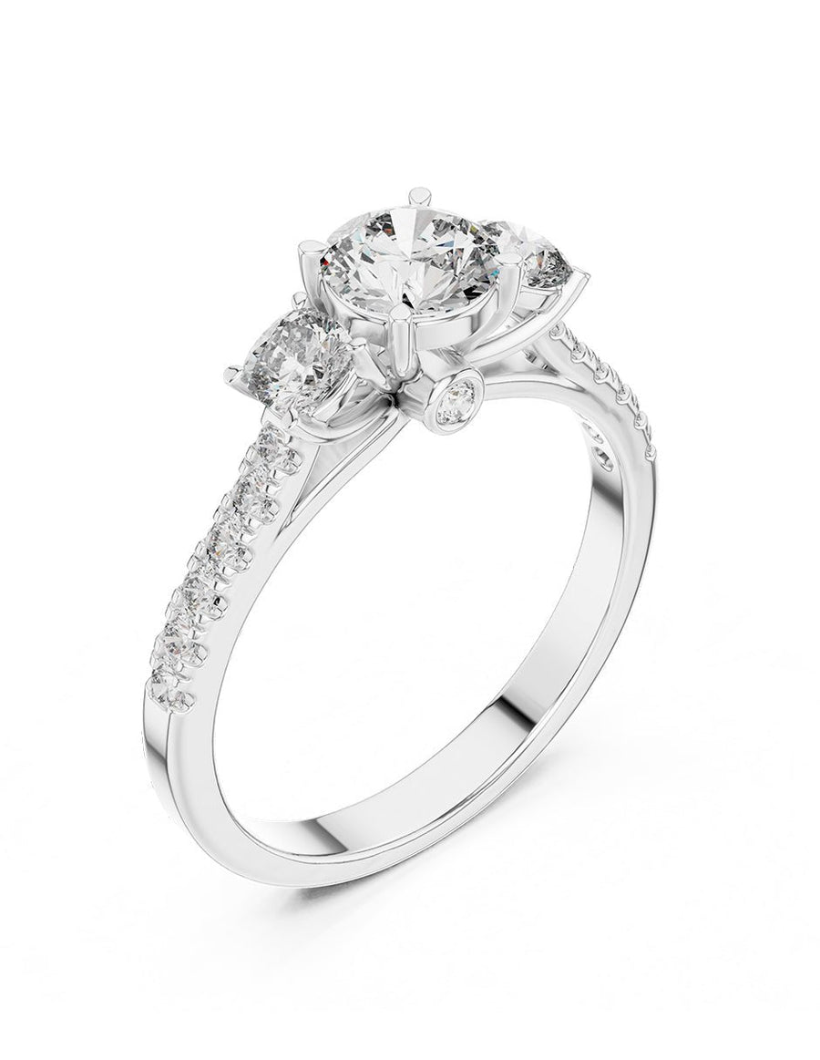 Anillo de compromiso - tres piedras - AMORE513-RD-LG