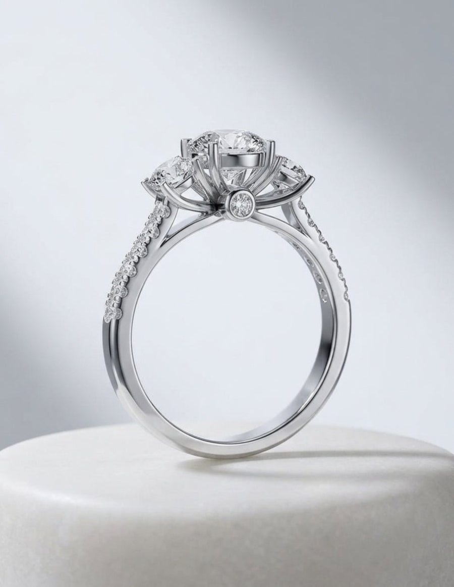 Montura para personalizar - tres piedras - AMORE513-RD