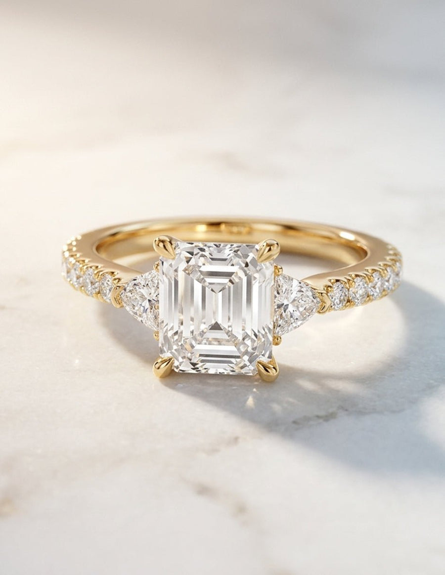 Anillo de compromiso - tres piedras - AMORE515-AS-LG