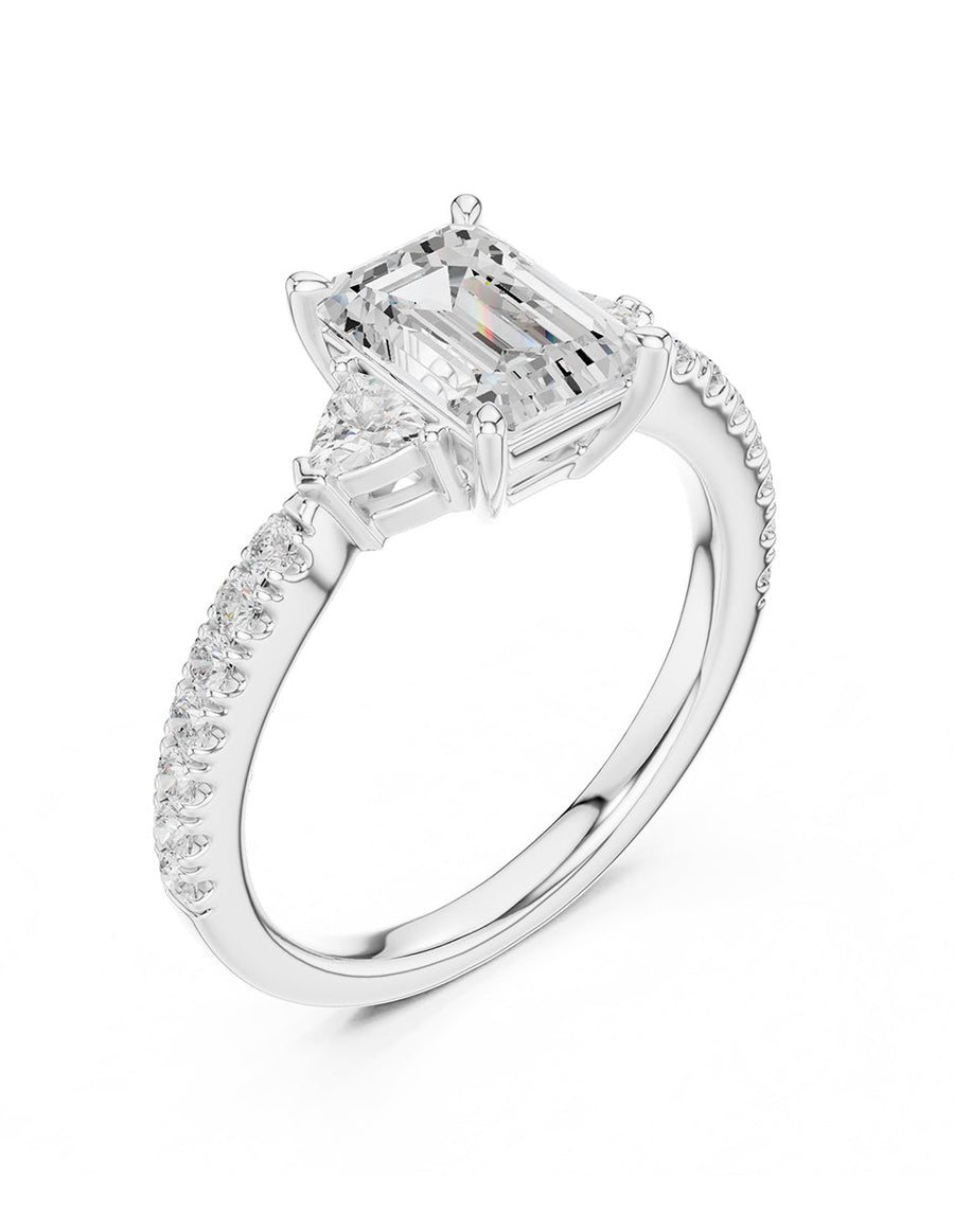 Anillo de compromiso - tres piedras - AMORE515-EM-LG